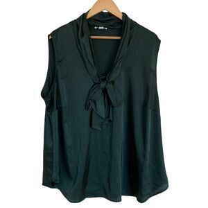 Bar III Sleeveless Blouse‎ Womens 3X Green V Neck Career Holiday